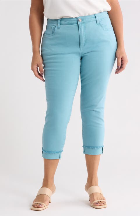 Amy Frayed Crop Slim Straight Leg Jeans (Plus)