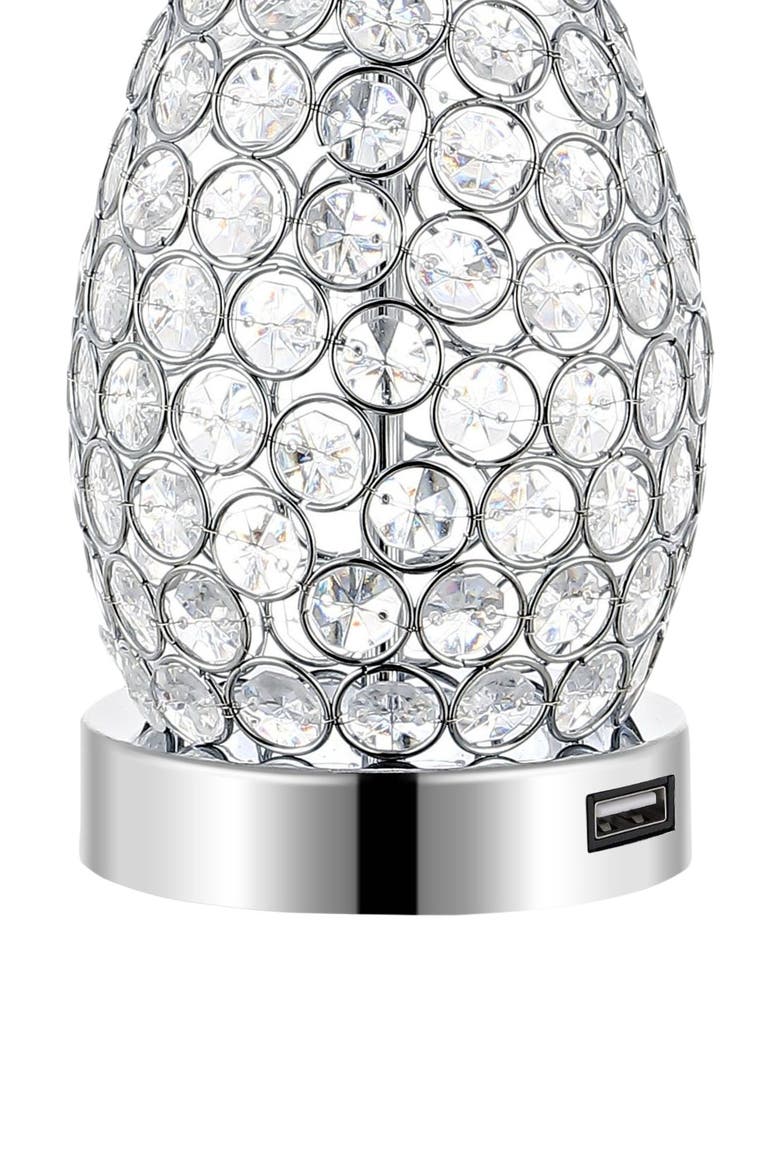 Lily 22.25" Midcentury Modern Iron LED Table Lamp with USB Charging Port, Clear, Alternate, color, Clear
