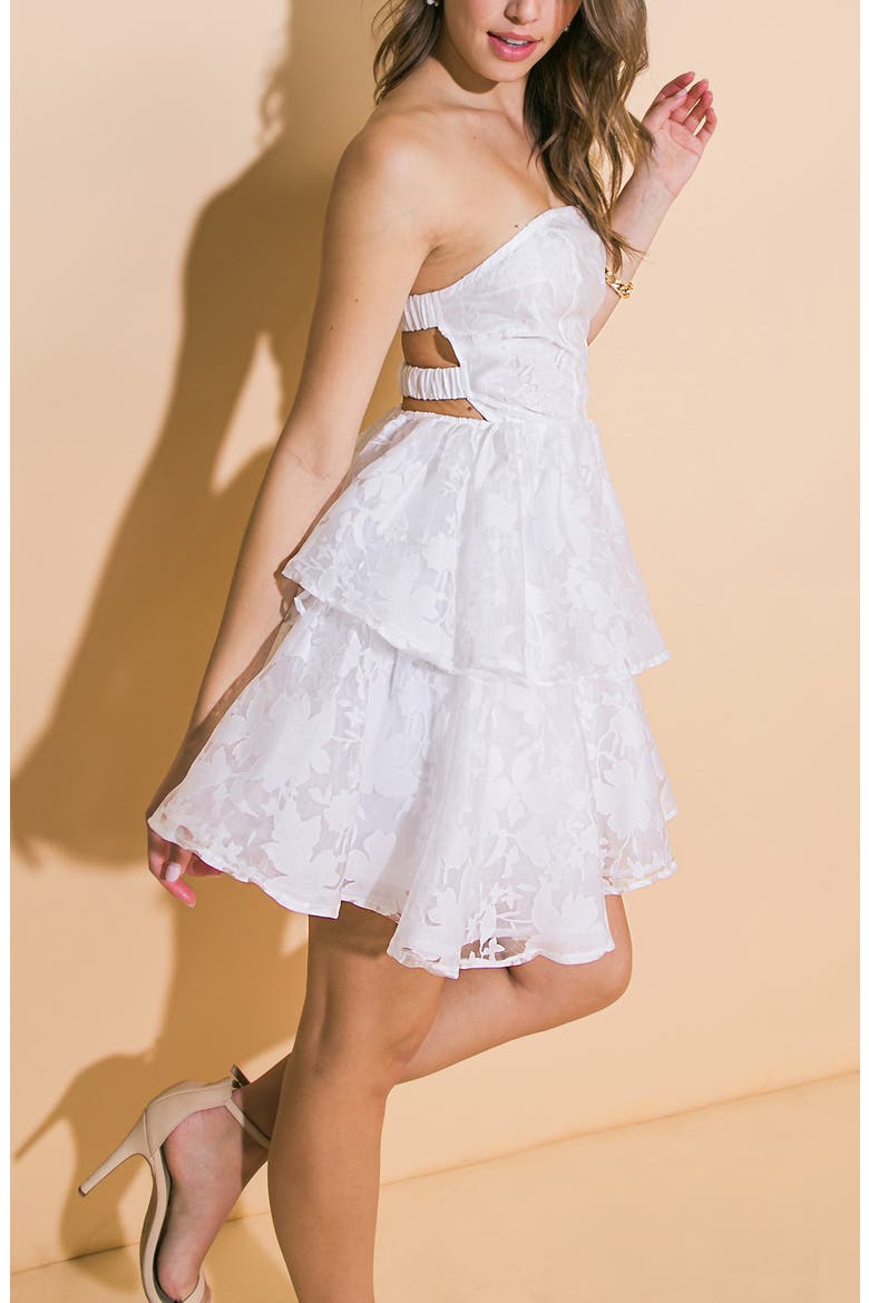 Textured Floral Cocktail Minidress, Alternate, color, WHITE