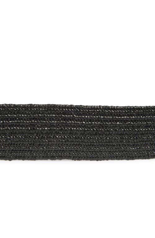 Vince Camuto Woven Square Buckle Belt In Black
