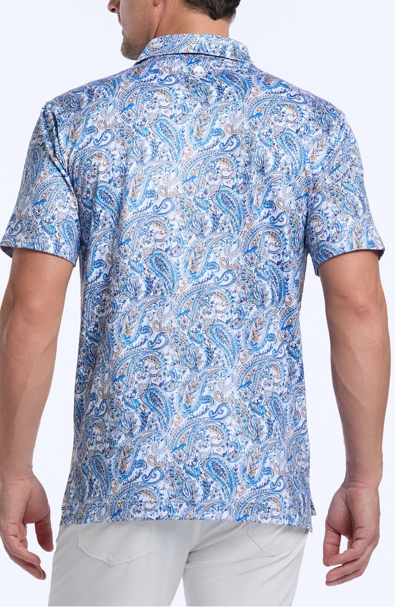 Robert Graham Matos Paisley Print Knit Performance Polo, Alternate, color, White