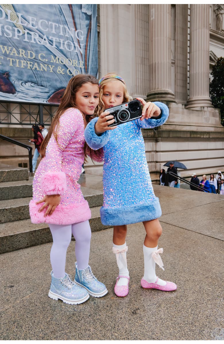 Lola + The Boys Celeste Shimmer Dress, Alternate, color, Blue