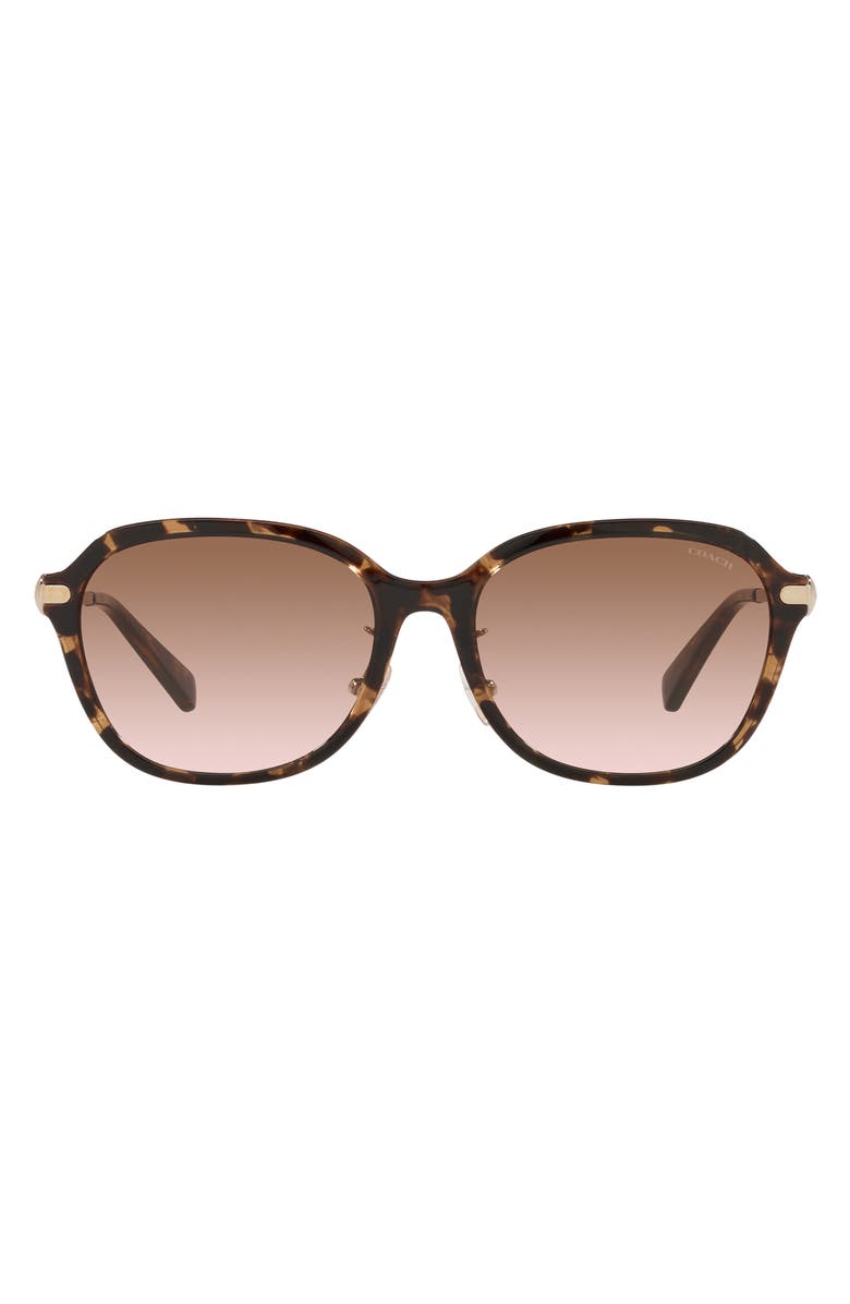 COACH 56mm Gradient Square Sunglasses, Main, color, Dark Tortoise / Brown Gradient