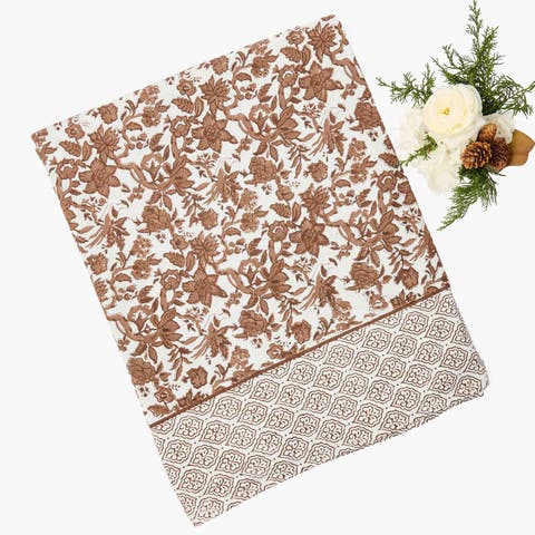 Chocolate Floral Pheasant Tablecloth
