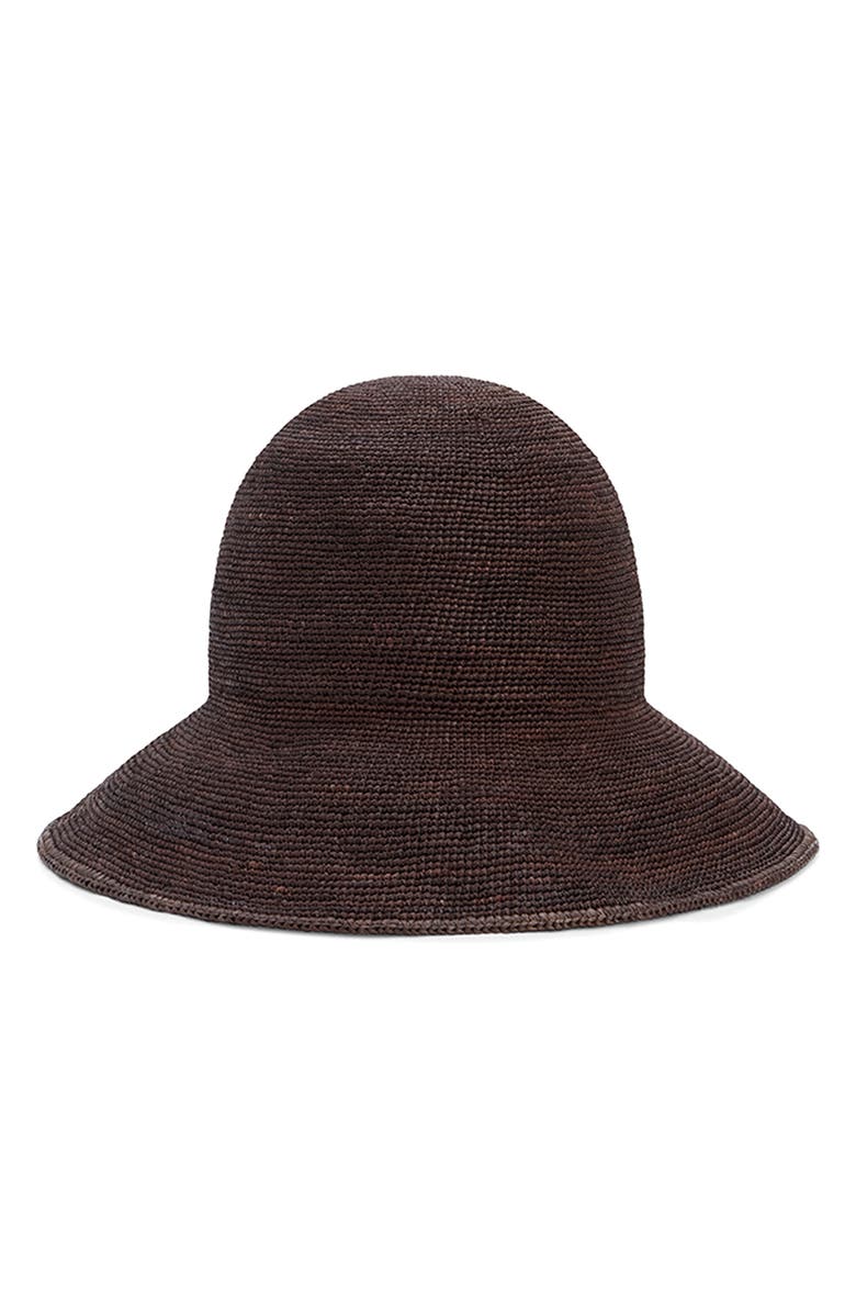 Janessa Leoné Teagan Raffia Bucket Hat, Main, color, Chocolate