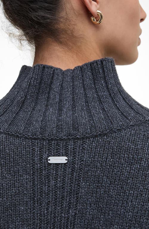 Barbour Serena Oversize Cotton & Wool Blend Mock Neck Sweater In Gray