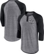 FANATICS Men's Fanatics Branded Heathered Gray/Black Chicago White Sox Iconic Above Heat Speckled Raglan Henley 3/4 Sleeve T-Shirt