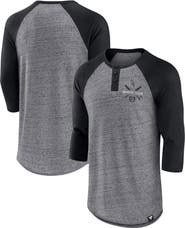 FANATICS Men's Fanatics Branded Heathered Gray/Black Chicago White Sox Iconic Above Heat Speckled Raglan Henley 3/4 Sleeve T-Shirt
