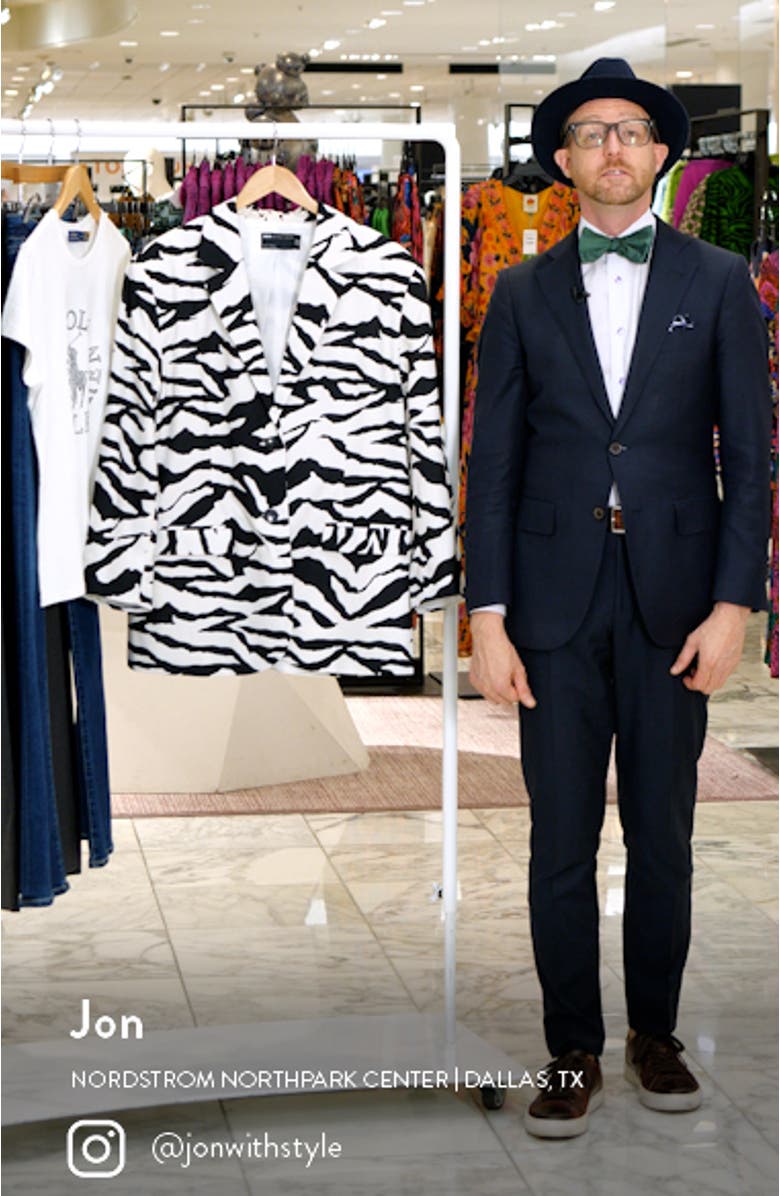 Oversize Zebra Print Grandad Blazer, sales video thumbnail