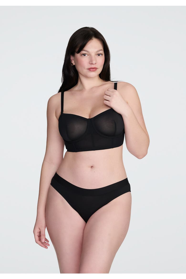 The Longline Bra Mesh, Alternate, color, BLACK