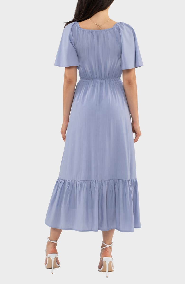 AUGUST SKY Flutter Sleeve A-Line Midi Dress, Alternate, color, Medium Blue