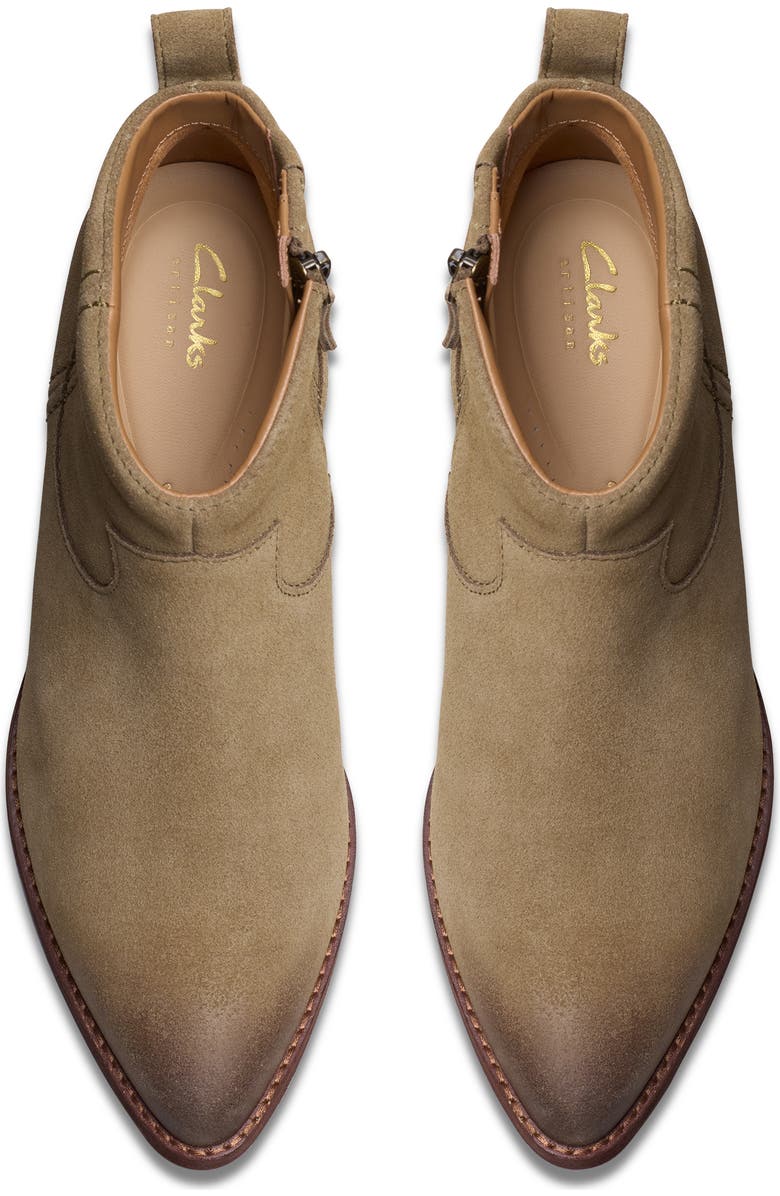 Clarks<sup>®</sup> Morzine Sky Pointed Toe Bootie, Alternate, color, Dark Sand Suede