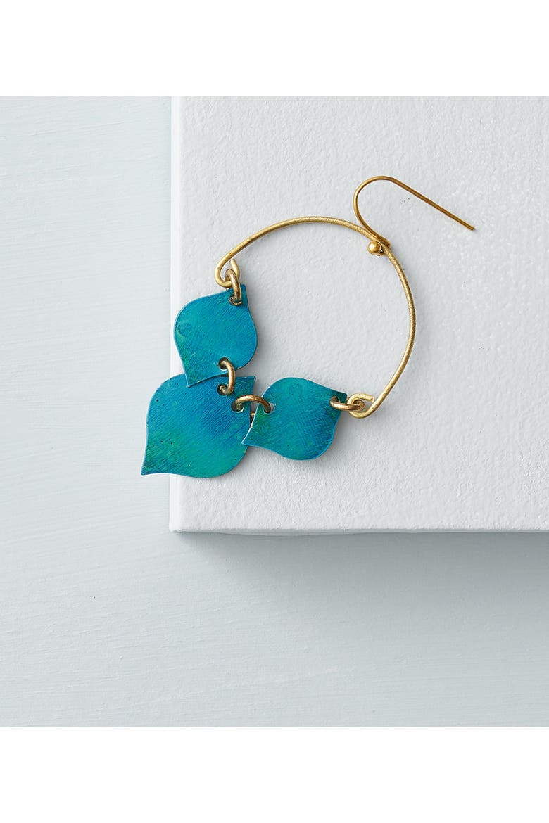 Chameli Leaf Teal Drop Earrings, Alternate, color, Teal