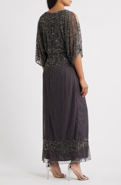 Pisarro Nights Beaded Cold Shoulder Gown In Black