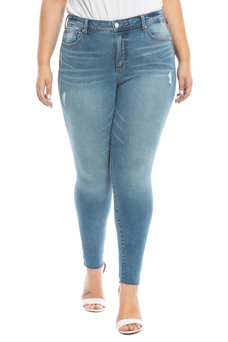 Raw Hem High Waist Skinny Jeans, Main, color, PAISLEE
