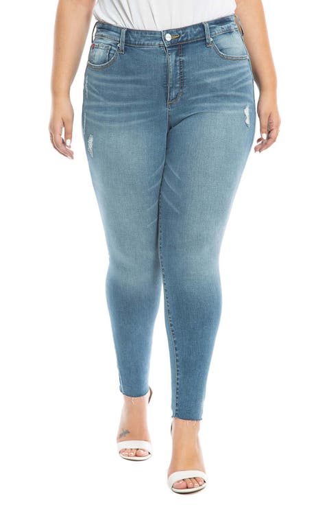 Raw Hem High Waist Skinny Jeans