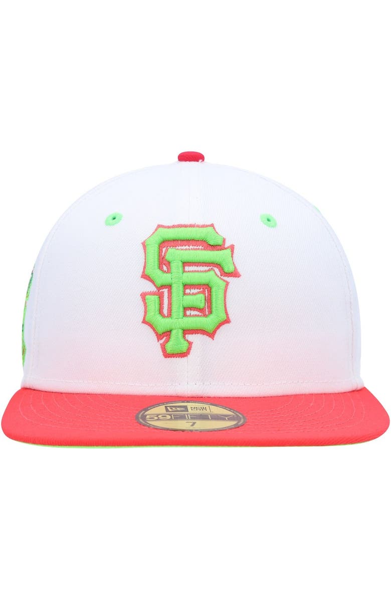 New Era Men's New Era White/Coral San Francisco Giants 50th Anniversary Strawberry Lolli 59FIFTY Fitted Hat, Alternate, color, 