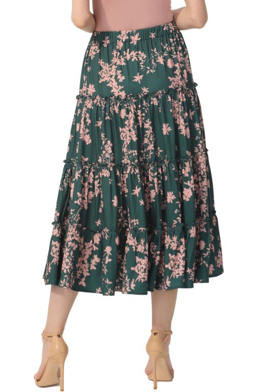 Kimi & Kai Tiered Midi Skirt In Green