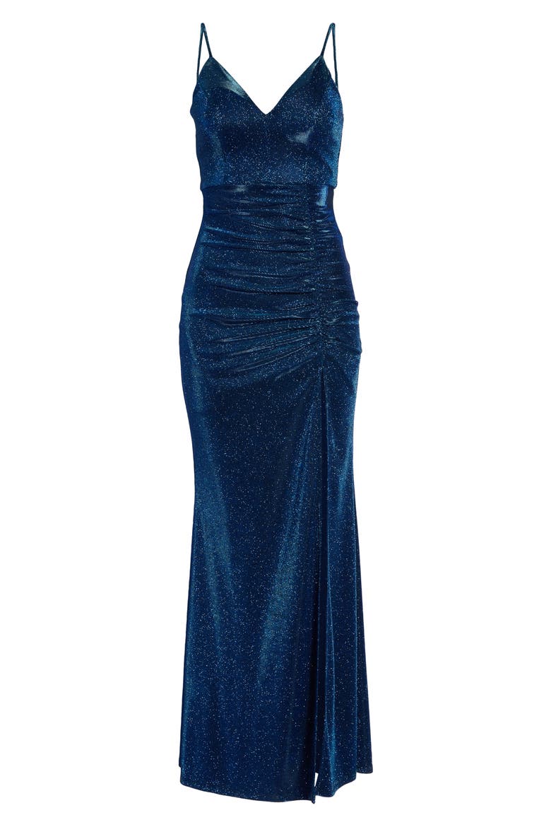 Long Side Slit V Front Dress, Alternate, color, ROYAL