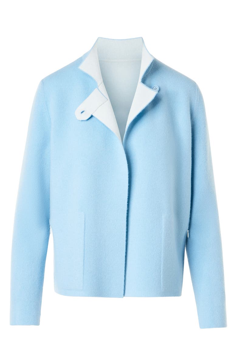 Akris Reversible Cashmere Jacket, Alternate, color, Powder Blue-Ecru