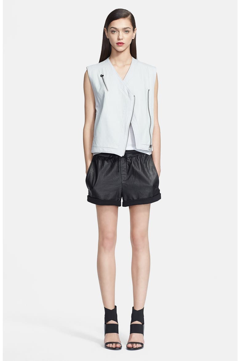 Leather Biker Vest, Alternate, color, NIMBUS