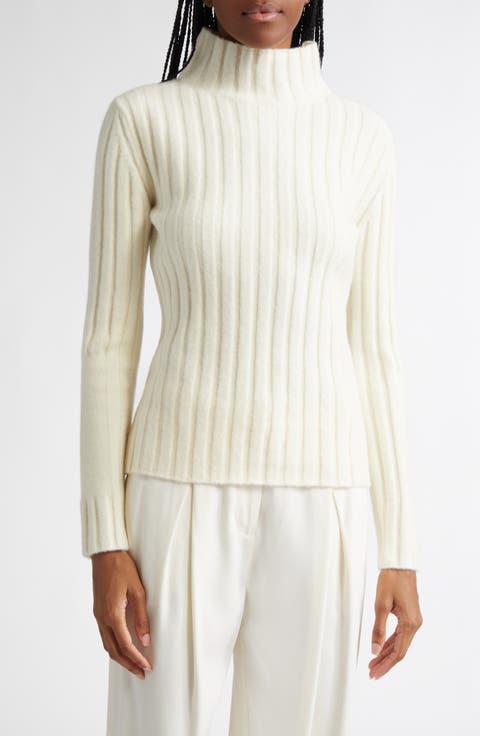 Haven Merino Wool & Cashmere Blend Rib Turtleneck Sweater