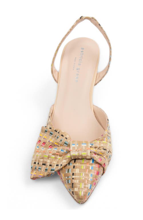 Patricia Green London Bow Pointed Toe Kitten Heel Pump In Rainbow Raffia