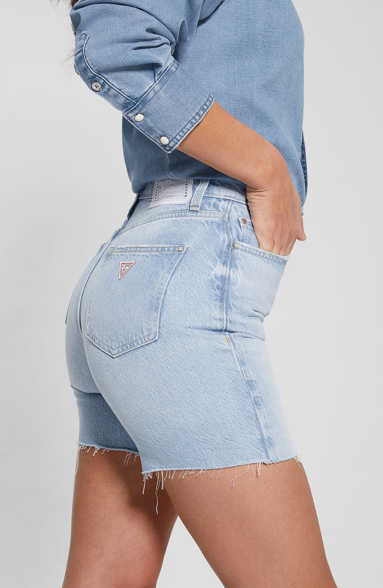 GUESS '80s Pedal Cutoff Denim Shorts, Alternate, color, The Seaside