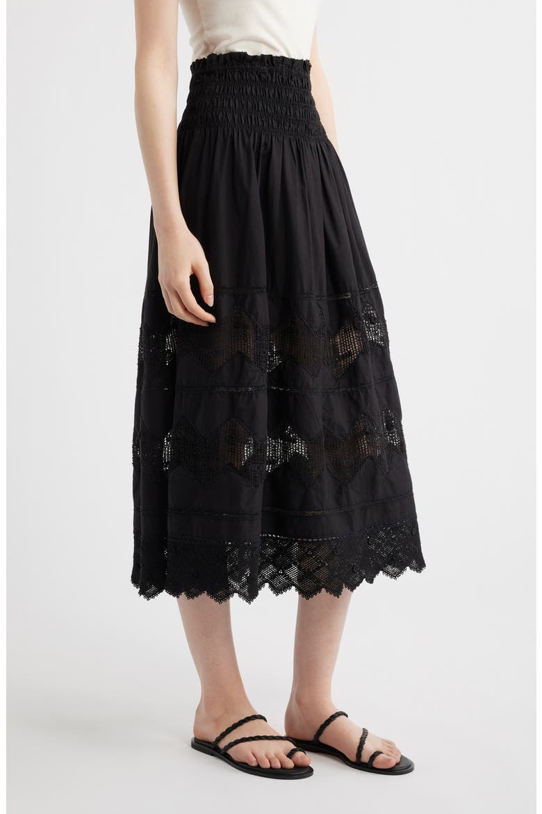 The Rosette Crochet Trim Cotton Pull-On Skirt, Alternate, color, BLACK