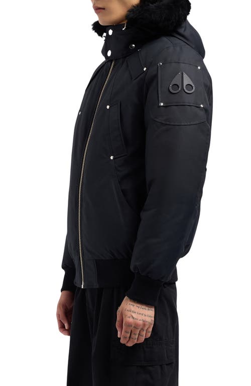 Moose Knuckles Original Genuine Shearling Trim Water & Wind Resistant 650 Fill Power Down Ballistic In Navy/black