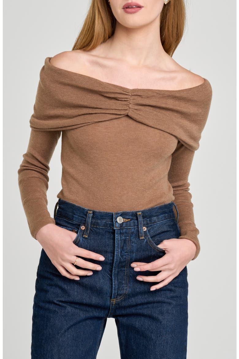 Alice Off the Shoulder Sweater, Alternate, color, MOCHA