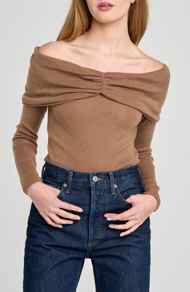 WAYF Alice Off the Shoulder Sweater, Alternate, color, Mocha