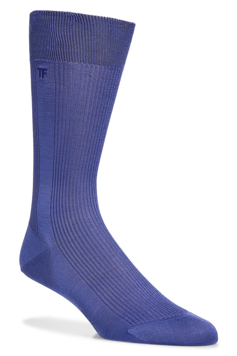 Rib Silk Crew Socks, Main, color, PERVINCA