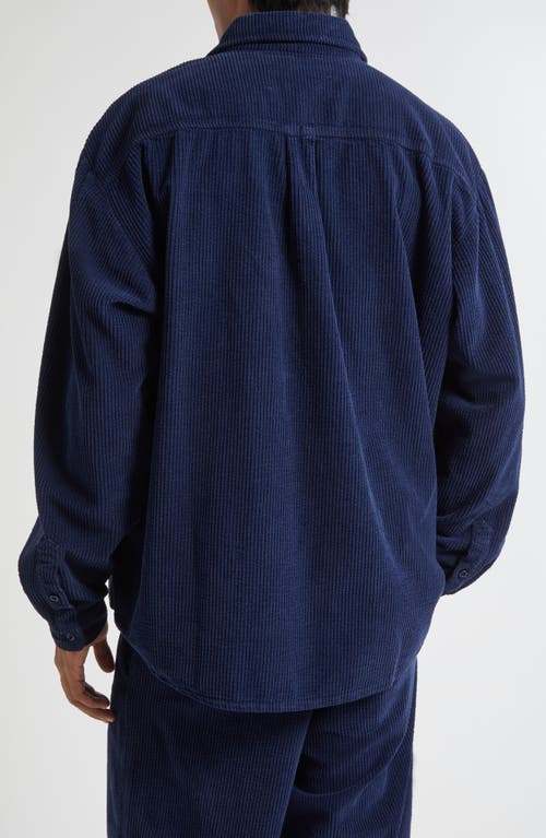 Erl Cotton Shirt With Chest Pocket And Long Sleeves In Blue