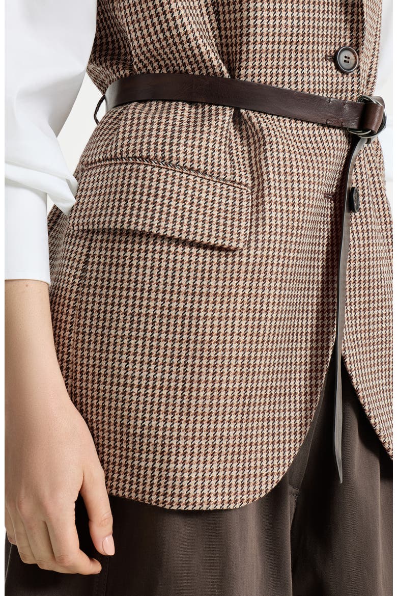 Sparkling houndstooth vest, Alternate, color, Brown