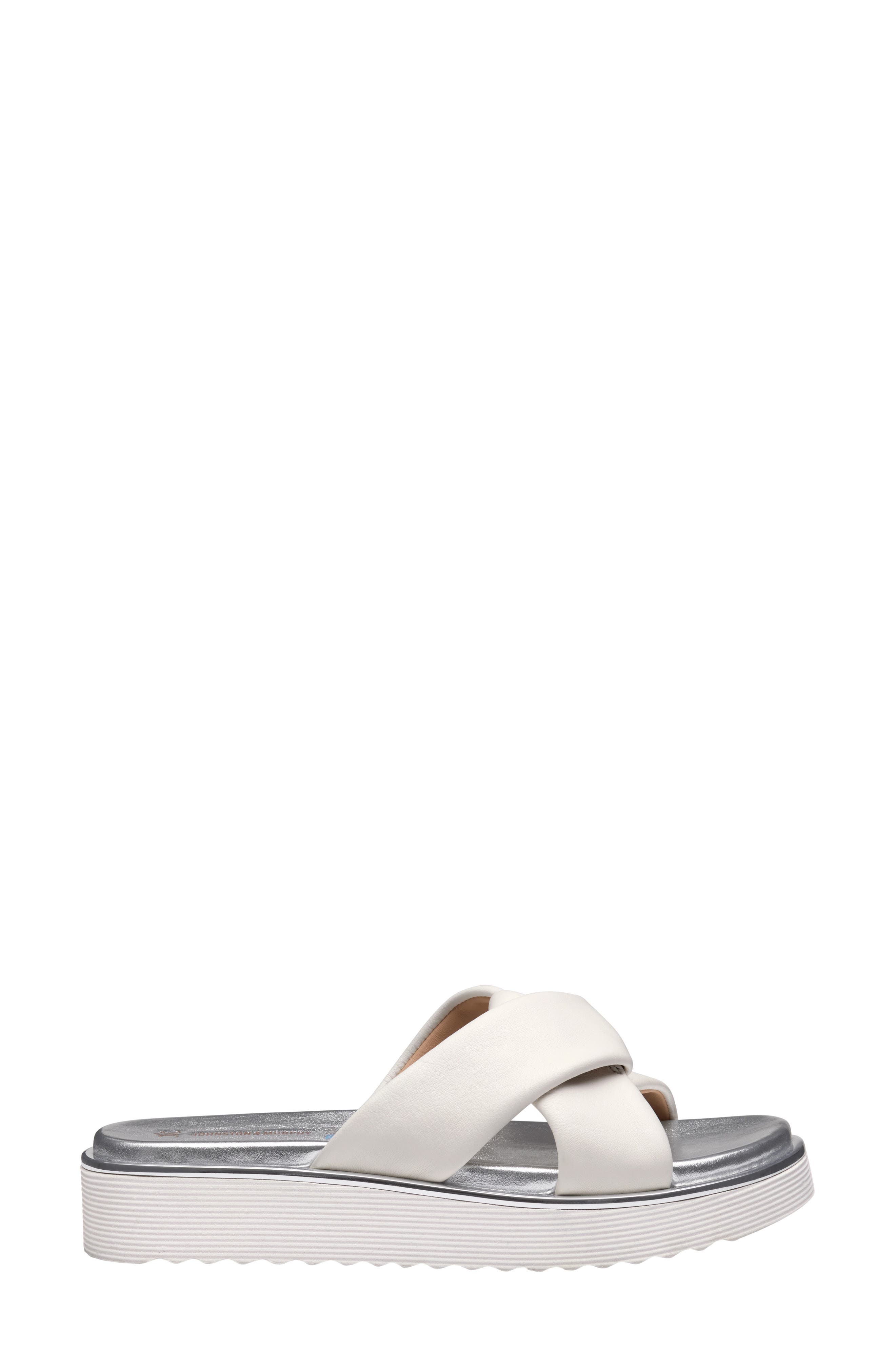 Johnston & Murphy Mitzi Platform Wedge Slide Sandal, Alternate, color, White Nappa Leather