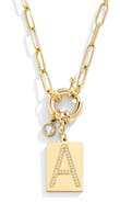 Mint & Lily Pave Initial Pendant with Paperclip Chain Necklace