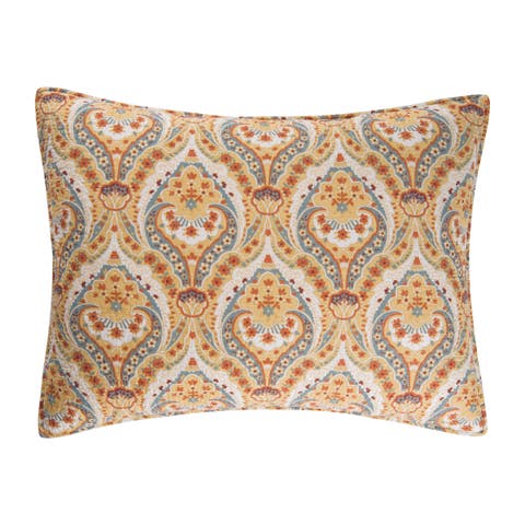 20" x 26" Mandalay Tan Blue Cotton Standard Sham - Machine Washable