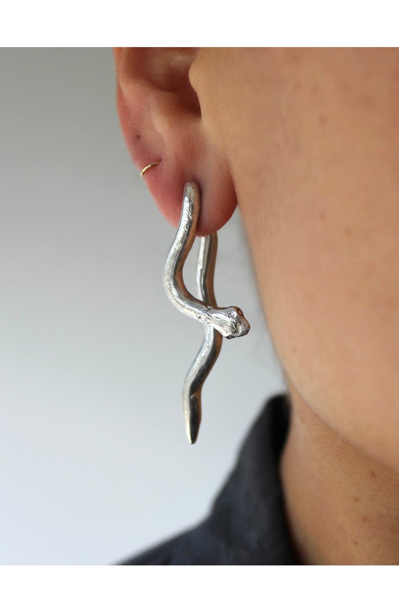 SAINT VAGABOND Silver Serpent Earrings, Alternate, color, Sterling Silver