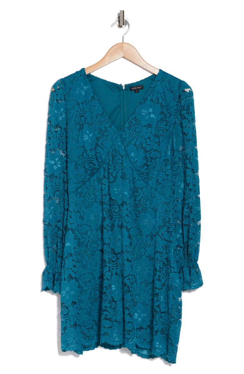 WISHLIST Long Sleeve Lace Dress, Alternate, color, Turquoise