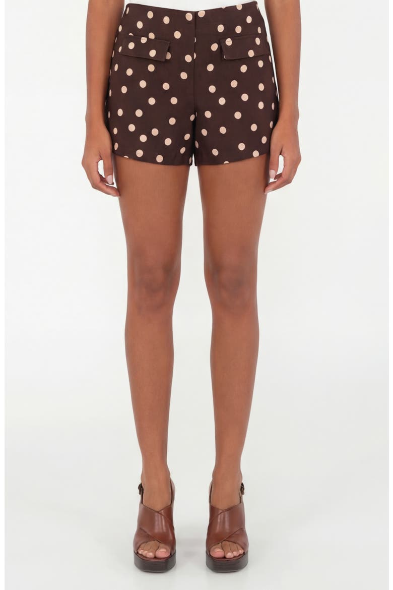 Stella Dot Linen & Cotton Shorts, Main, color, POLKA DOTS CREAM