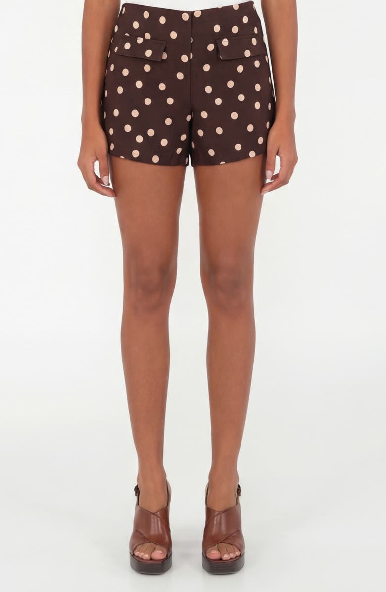The Lulo Project Stella Dot Linen & Cotton Shorts, Main, color, Polka Dots Cream