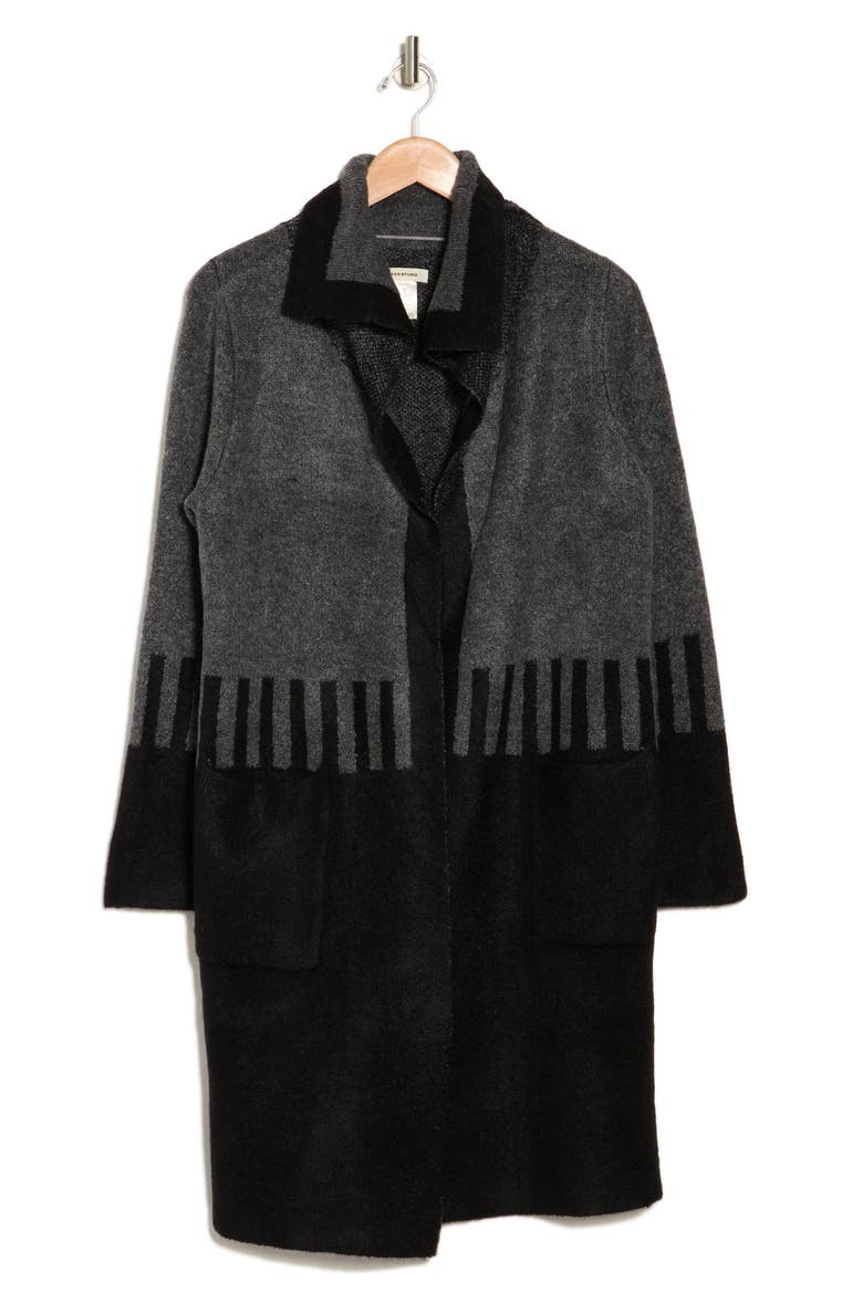 Jacquard Sweater Coat, Alternate, color, BLACK/ CHARCOAL COLORBLOCK
