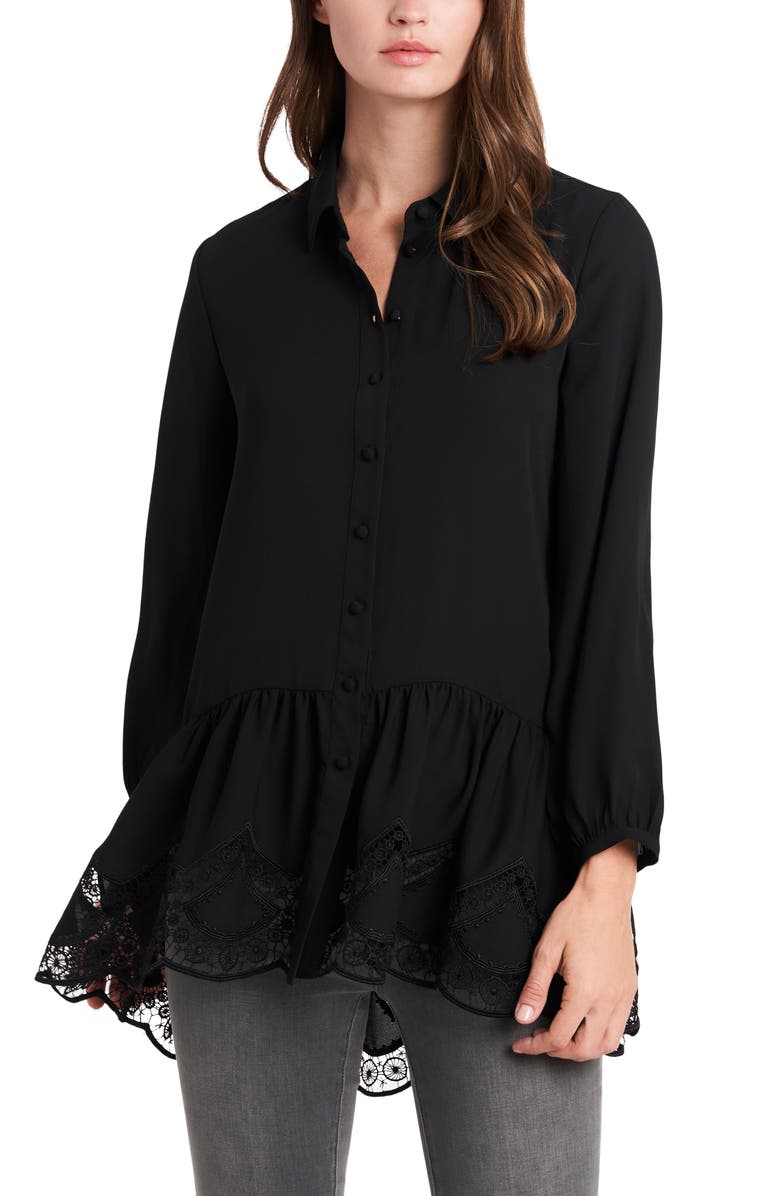 Vince Camuto Lace Peplum Button Up Shirt, Main, color,