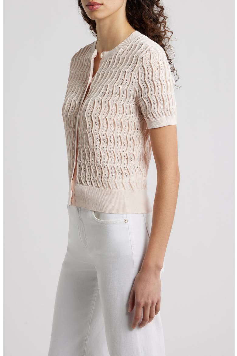 Leslie Wave Pointelle Knit Cardigan, Alternate, color, LIGHT PINK