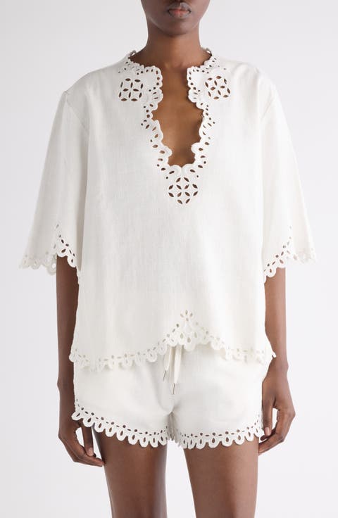 Shana Eyelet Embroidered Cotton Tunic