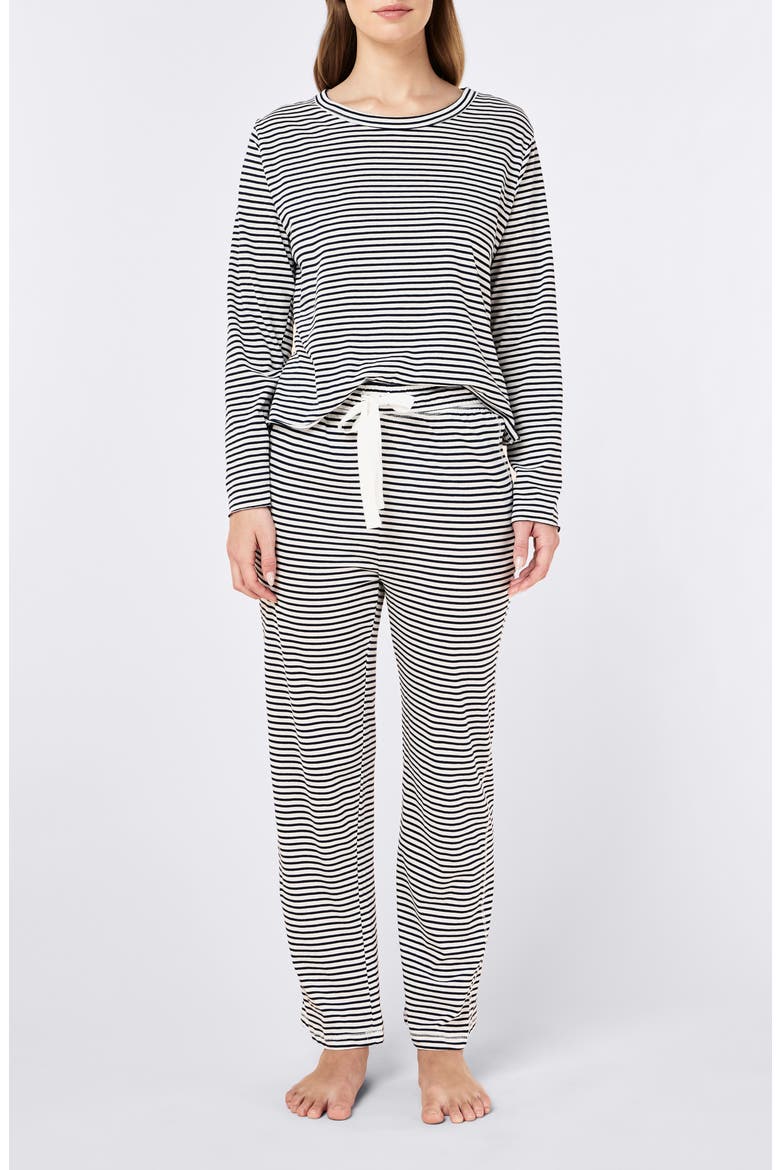 Jada Stripe Organic Cotton Pajamas, Main, color, NAVY / WHITE STRIPE