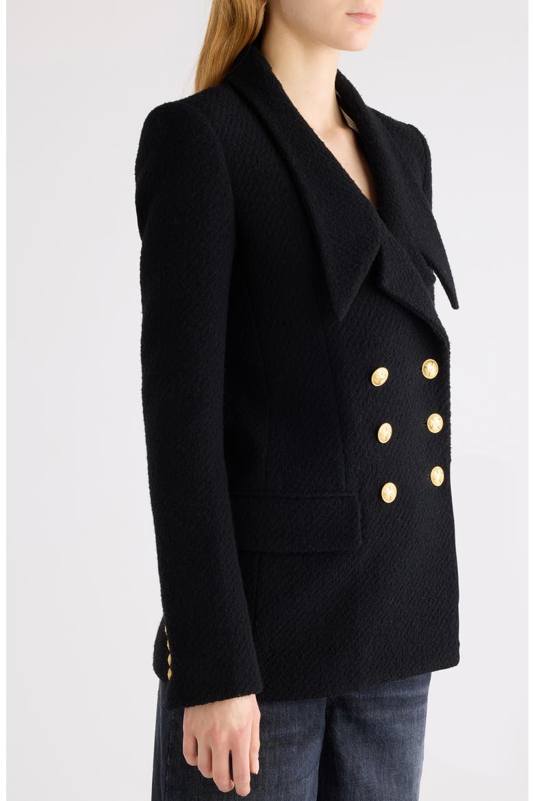 Wool Blend Bouclé Peacoat, Alternate, color, BLACK