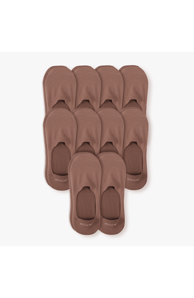 Essoc Inc Unisex Cotton No Show Socks 10-Pack, Main, color, Toffee Tan