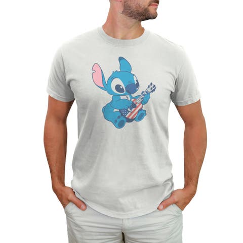 Men's Lilo & Stitch American Flag Guitar Stitch  Graphic T-Shirt